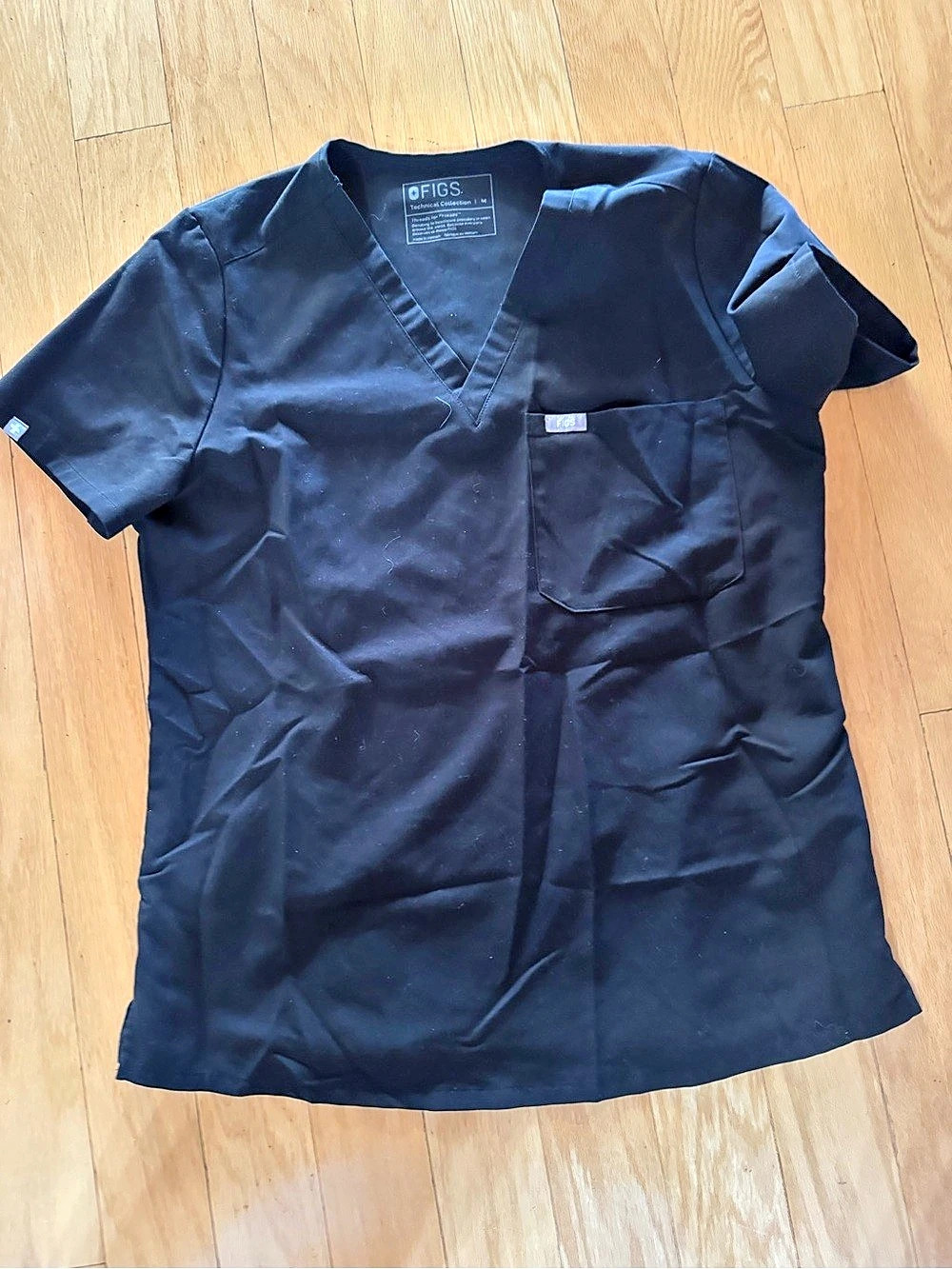 FIGS Scrub Top V-Neck Black Size Medium